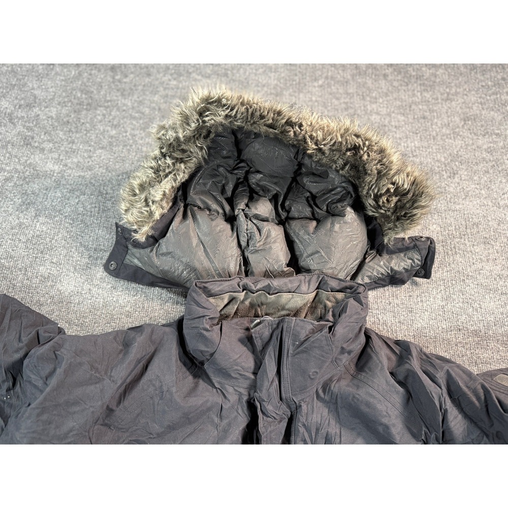 The North Face Down Hyvent Jacket Mens XL Black Hooded Parka Fur Trim Insulated - Picture 15 of 16